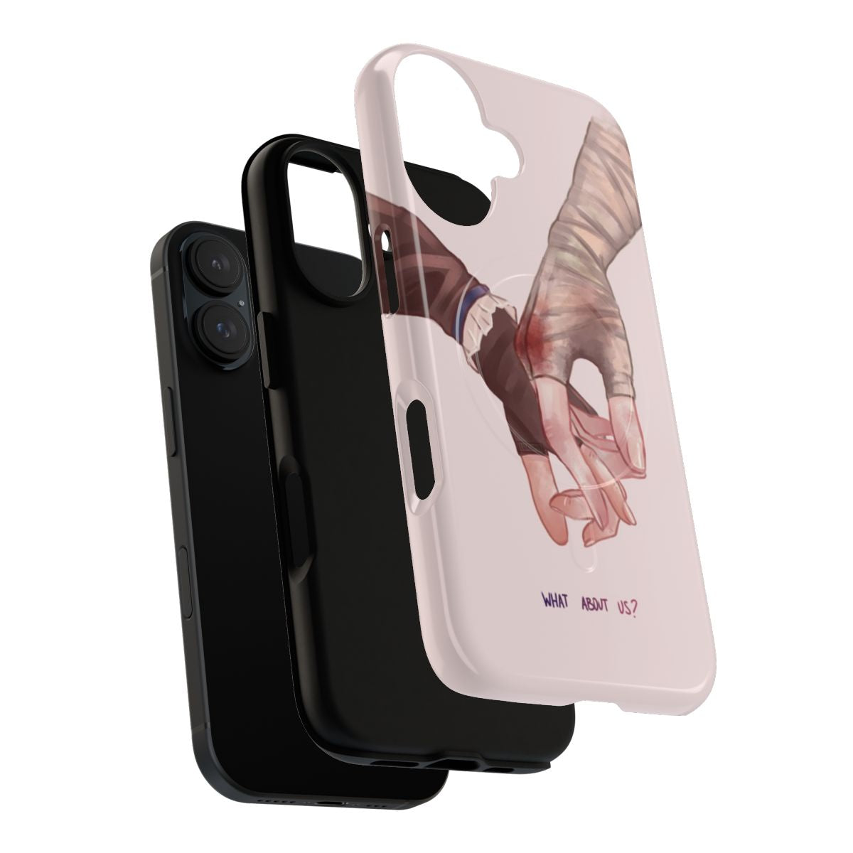 Magnetic tough phone case featuring artwork of Cait and Vi from the League of Legends series Arcane - Layers