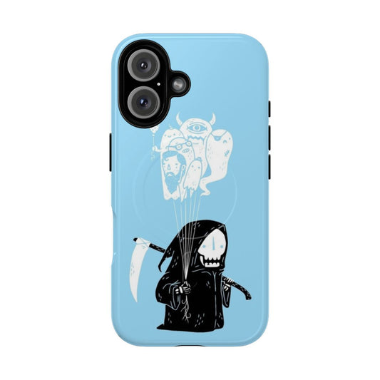 Magnetic tough phone case with a grim reaper design