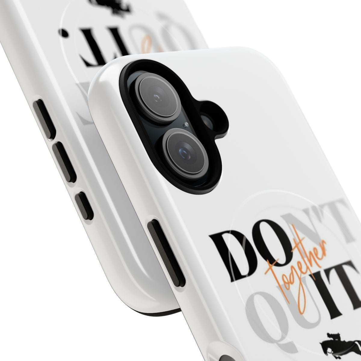 Magnetic tough phone case with a "Do It Together" design for equestrian and horse lovers - Detail