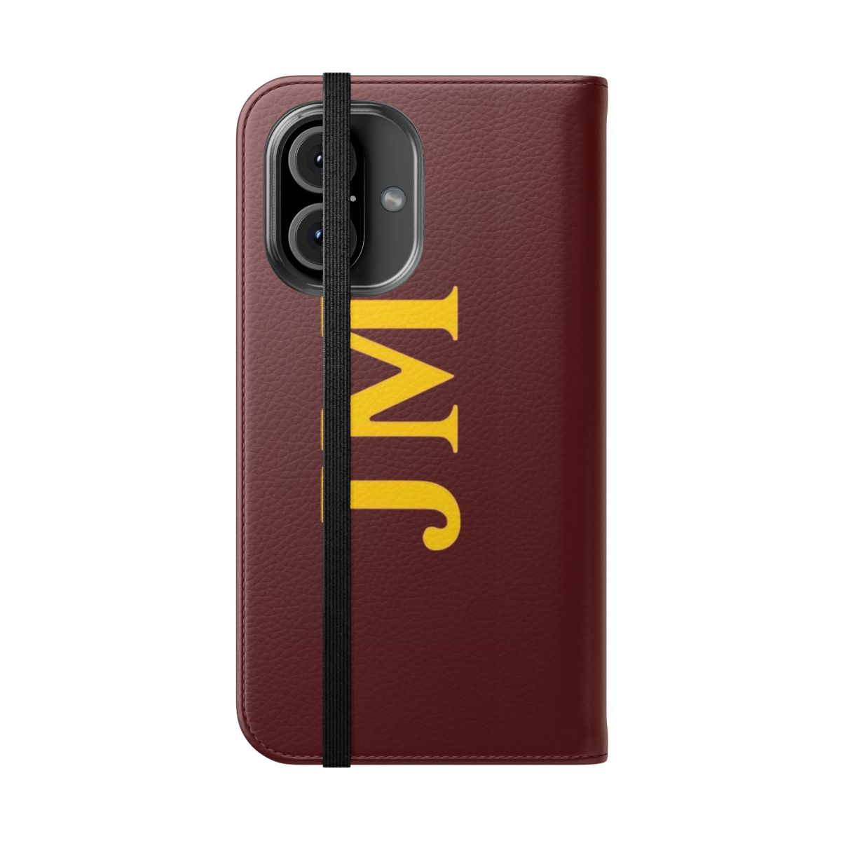 A sleek and stylish flip cover phone case featuring the name and logo of football manager Jose Mourinho and his club Roma. - Folded Front