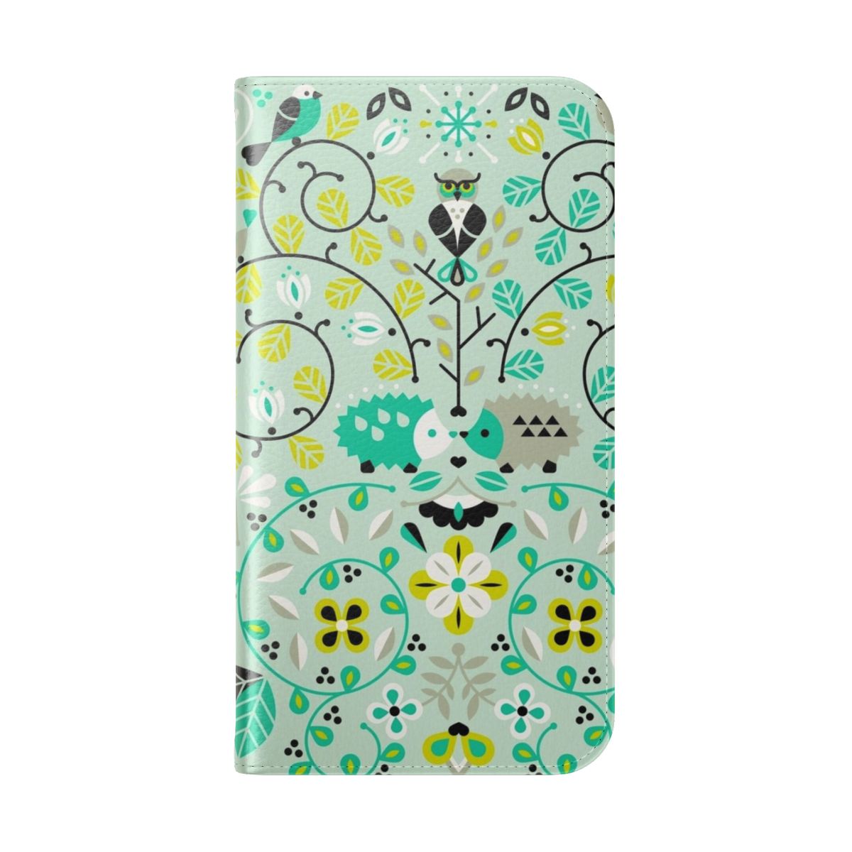 Hedgehog and bunny digital illustration pattern on a phone case - Folded Back