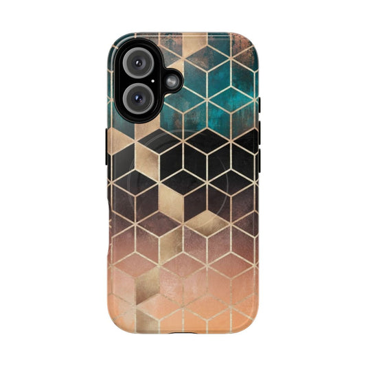 Ombre geometric cube pattern phone case