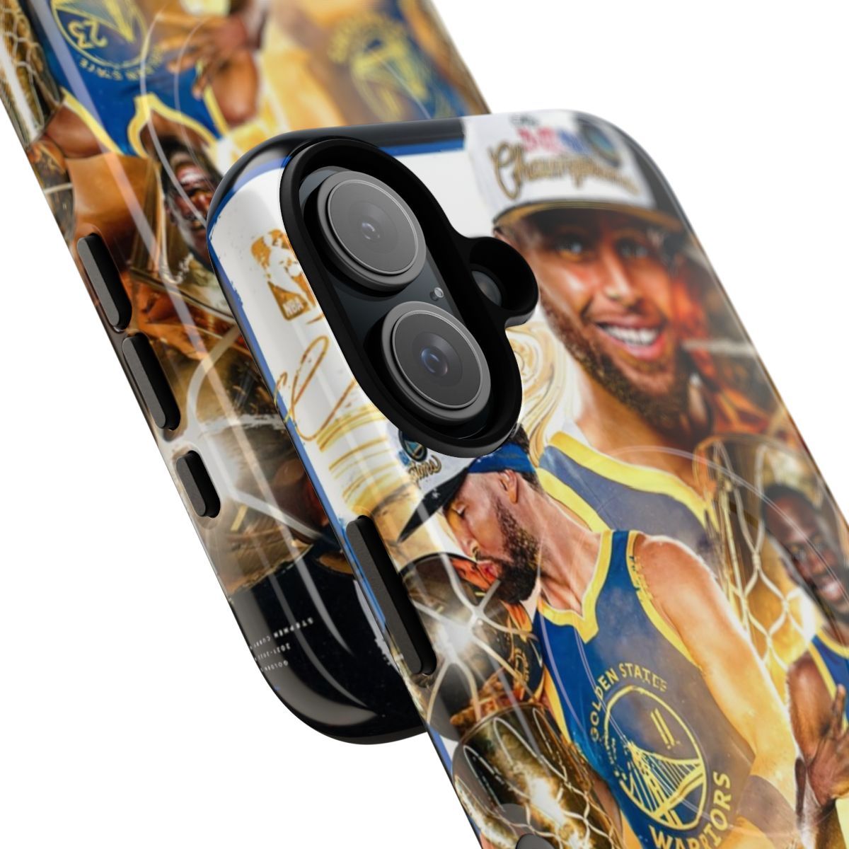 Golden State Warriors' Stephen Curry, Klay Thompson, and Draymond Green on a magnetic tough phone case - Detail