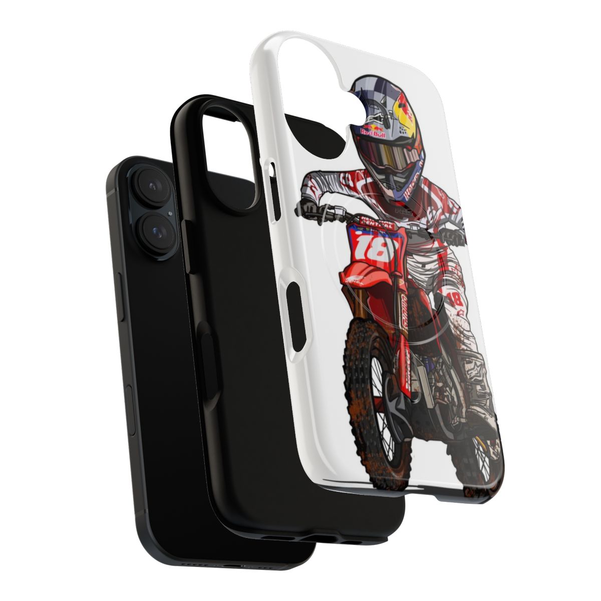 Tough motocross dirt bike magnetic phone case with bold graphics - Layers