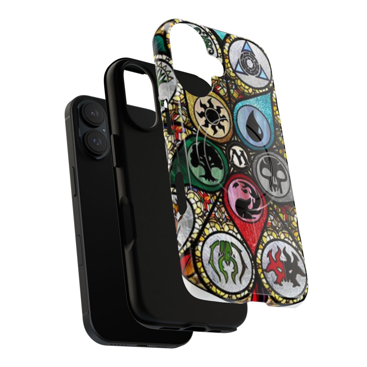 Stained glass phone case featuring fantasy art design inspired by Magic: The Gathering - Layers