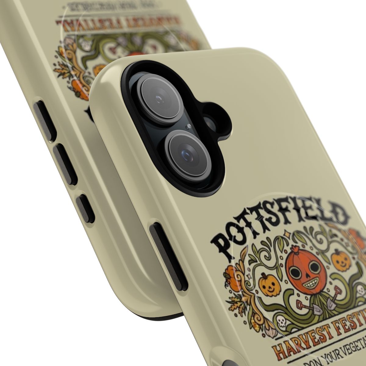 Themed magnetic tough phone case featuring the Pottsfield Harvest Festival from the cartoon series Over the Garden Wall. - Detail