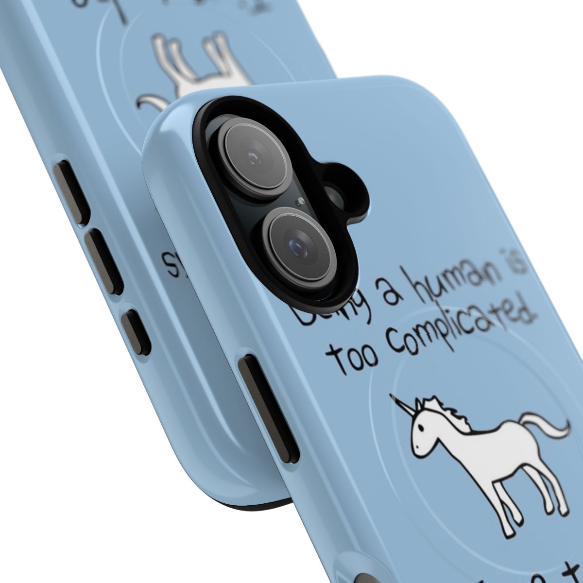 Vibrant unicorn-themed phone case with a message to always be yourself - Detail