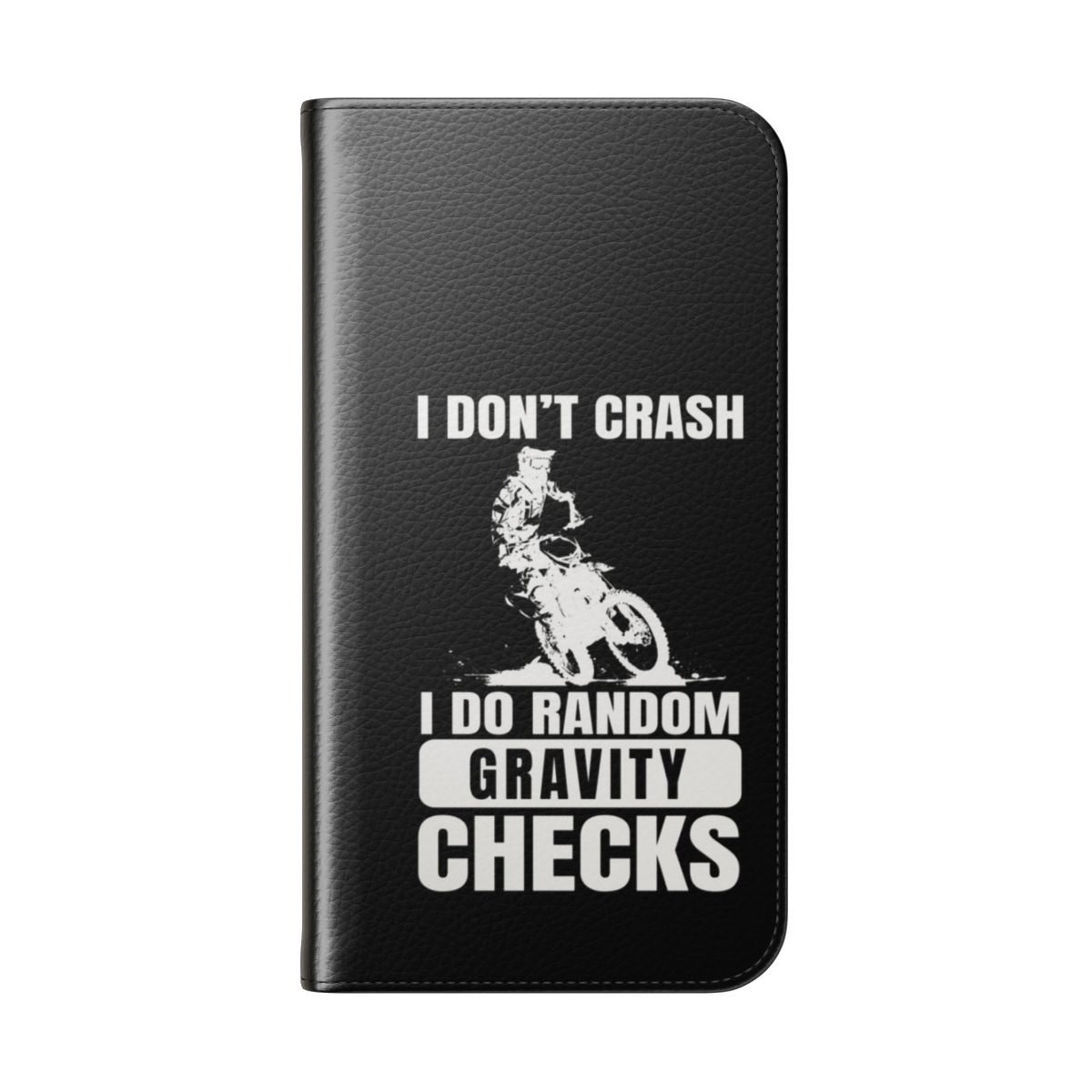 Dirt bike motocross themed funny flip cover phone case with graphic design - Folded Back