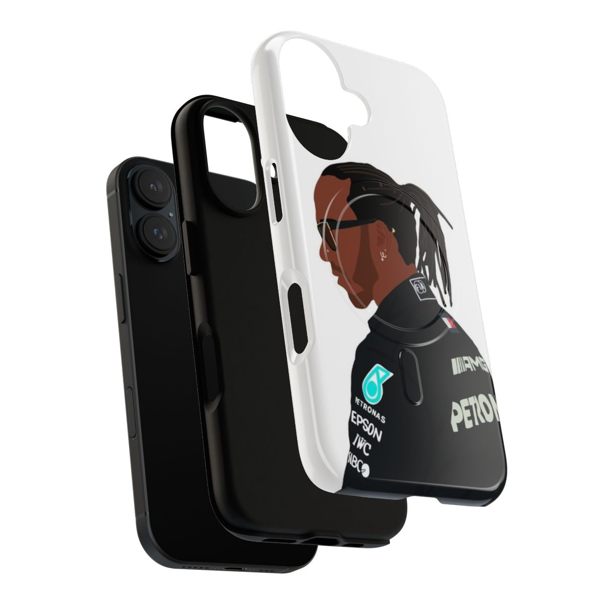 Tough phone case featuring Lewis Hamilton's Mercedes Formula One car from 2021 pre-season testing in Bahrain. - Layers