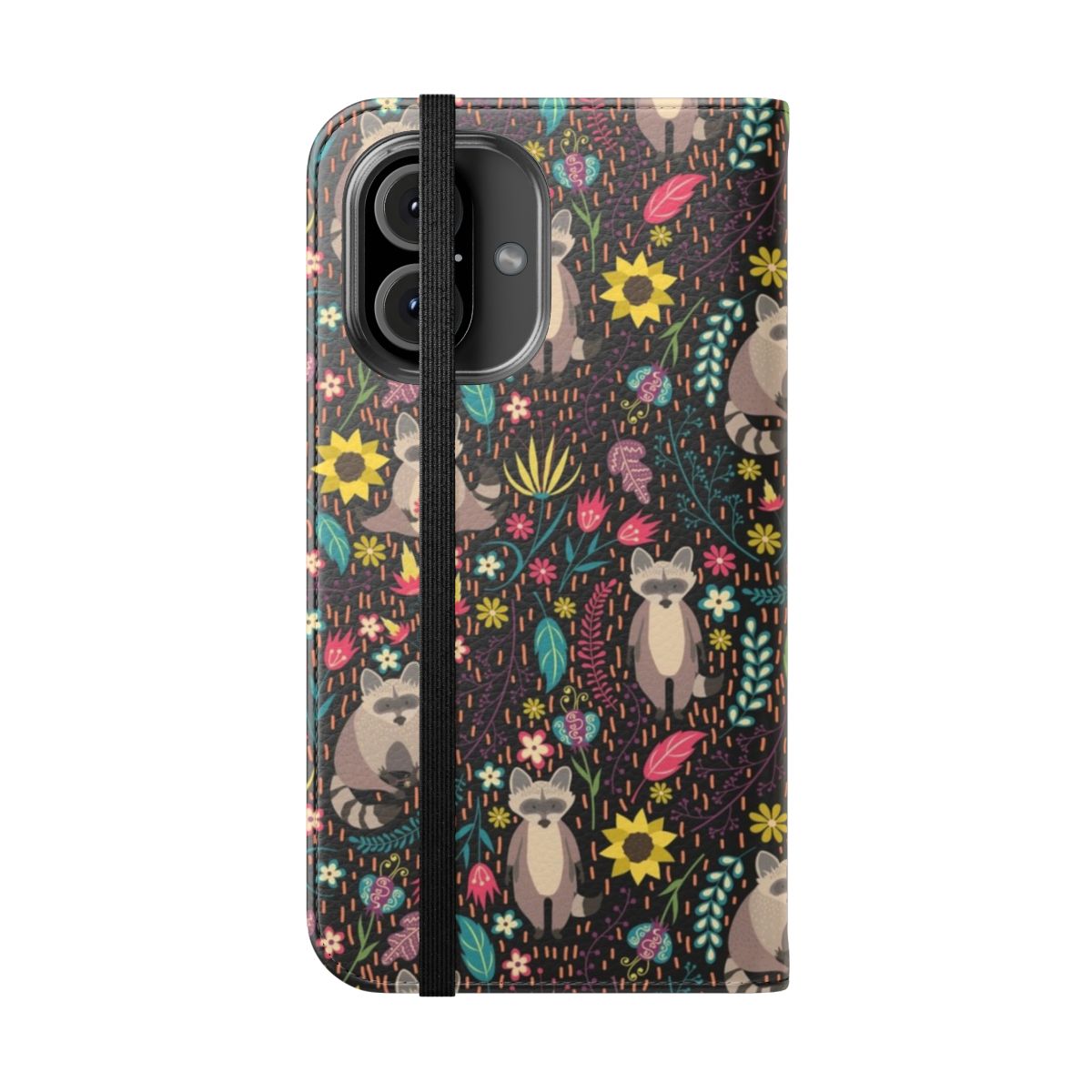 Colorful and bright raccoon pattern on a phone case cover - Folded Front