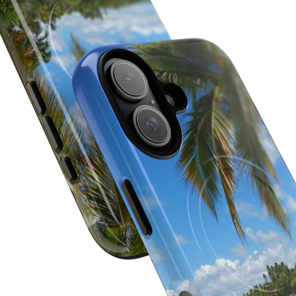 Colorful boho-inspired magnetic phone case with beach and tropical design - Detail