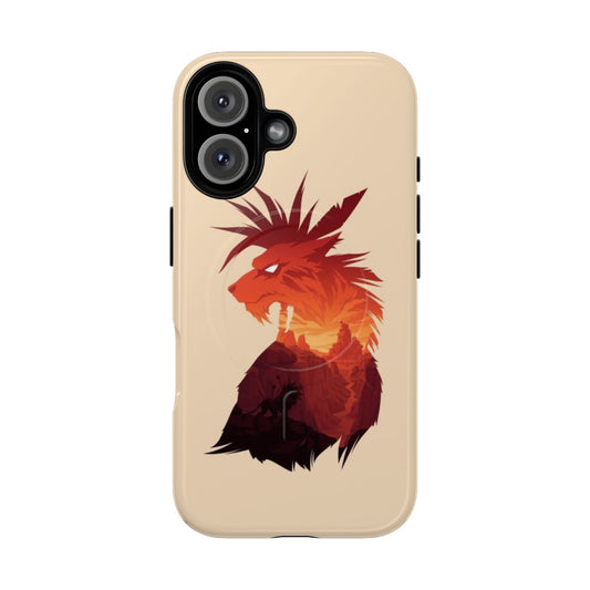 Cosmo Canyon-themed magnetic phone case featuring Red XIII and other iconic elements from the Final Fantasy universe.