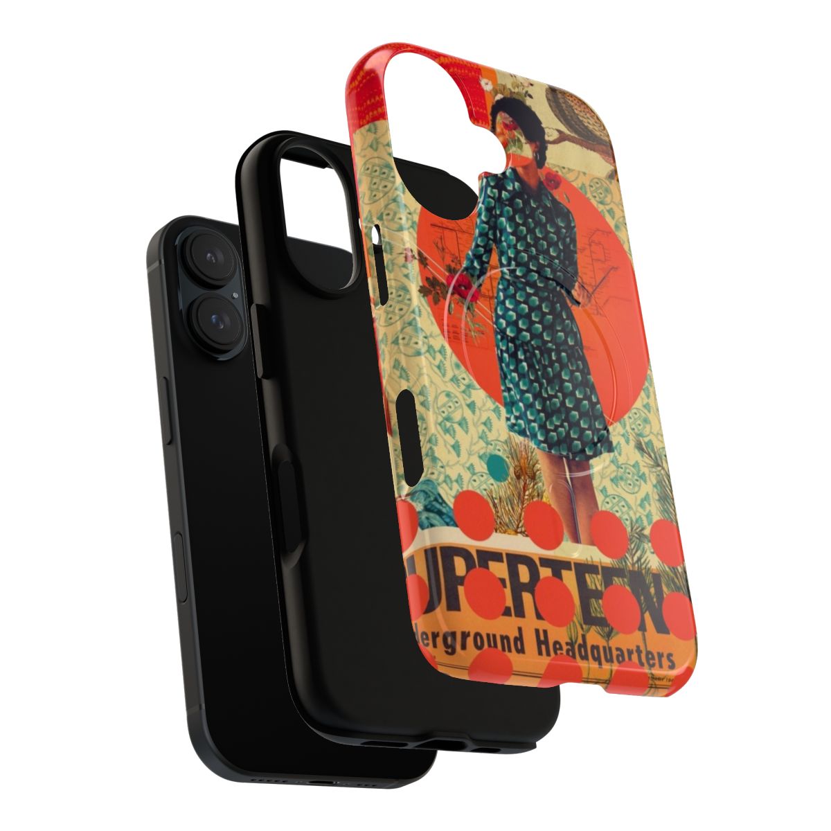 Vintage collage phone case with floral digital art and retro graphic design - Layers