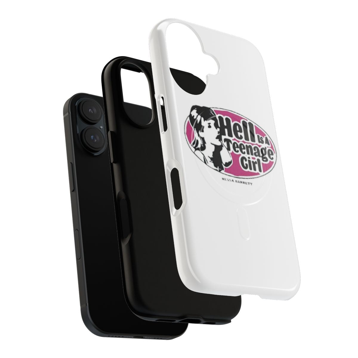 Magnetic tough phone case featuring artwork inspired by Nessa Barrett's "hell is a teenage girl" album - Layers