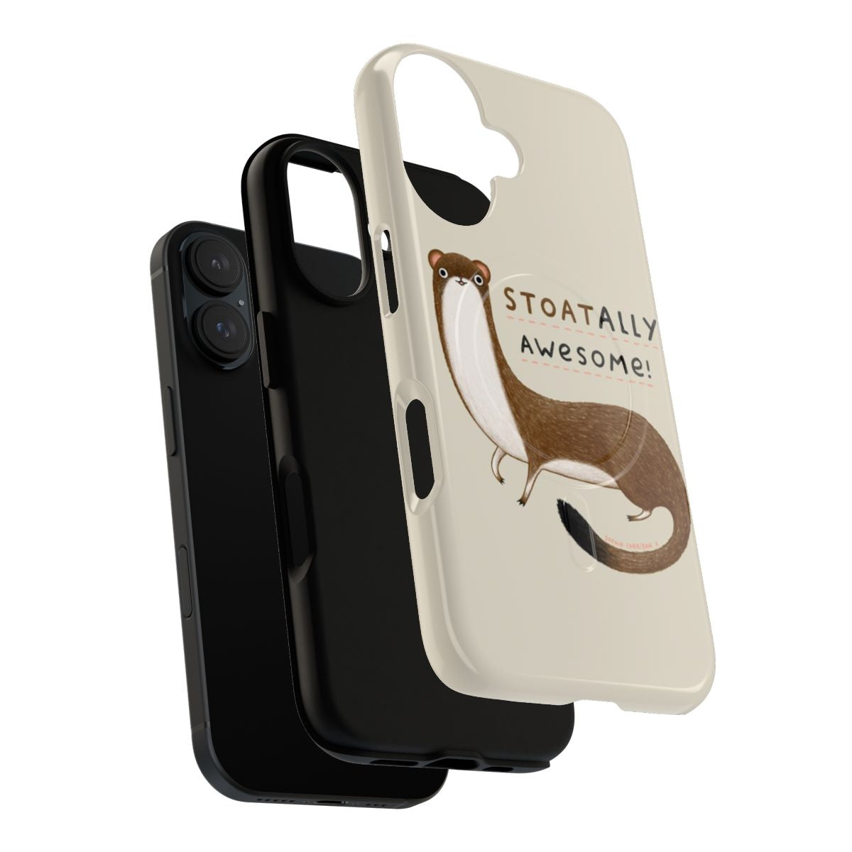 Magnetic phone case with a cute stoat or weasel-like animal design - Layers