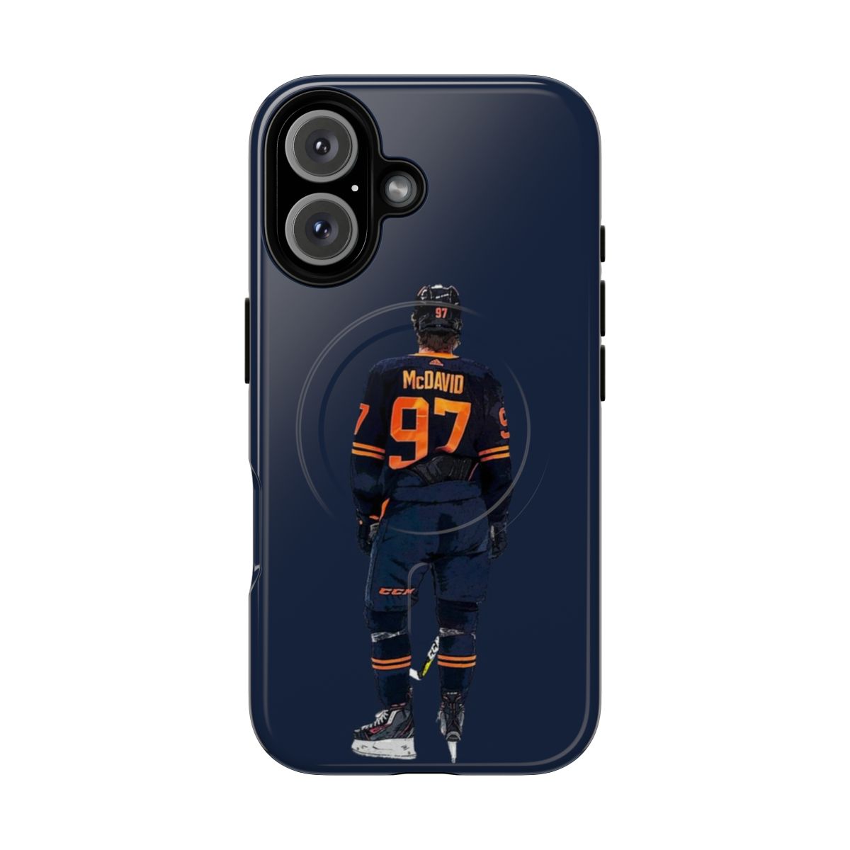 Magnetic and tough phone case featuring the Edmonton Oilers logo and colors