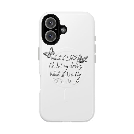 Inspirational phone case with butterfly design and motivational text