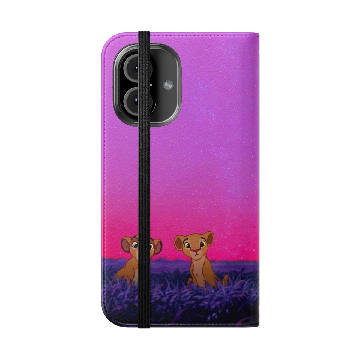 Animated phone case with Simba and Nala from the Lion King - Folded Front