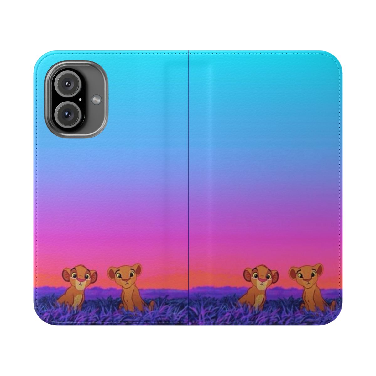 Stylish flip cover phone case featuring a design inspired by the Disney animated film The Lion King