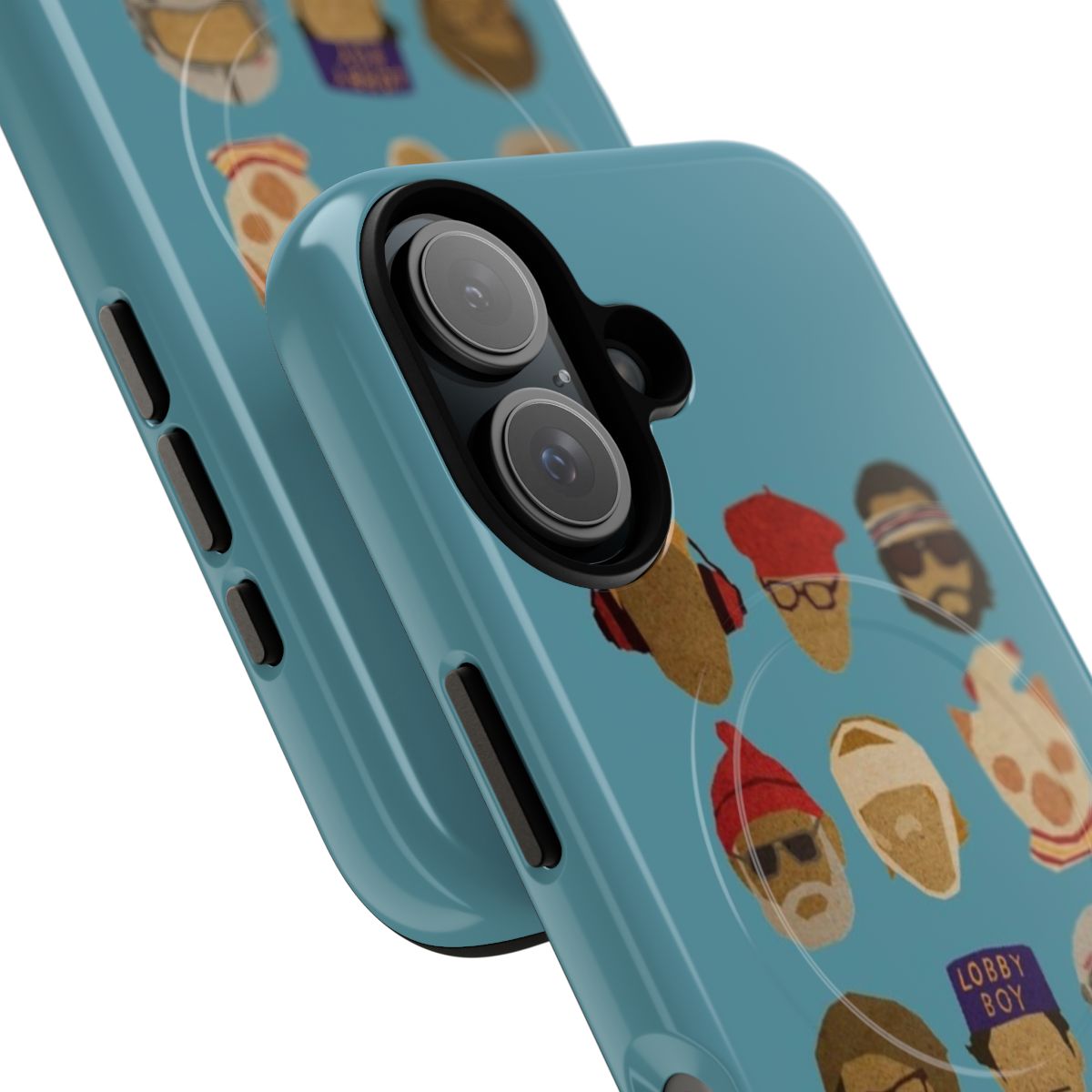 Wes Anderson-inspired magnetic phone case with hats design - Detail