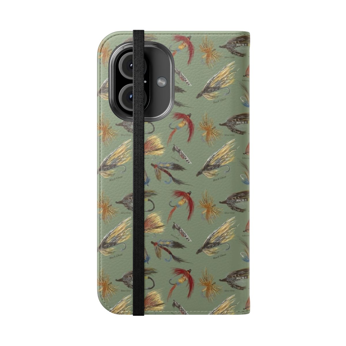 Fly Fishing Phone Case with Hand-Tied Flies - Folded Front