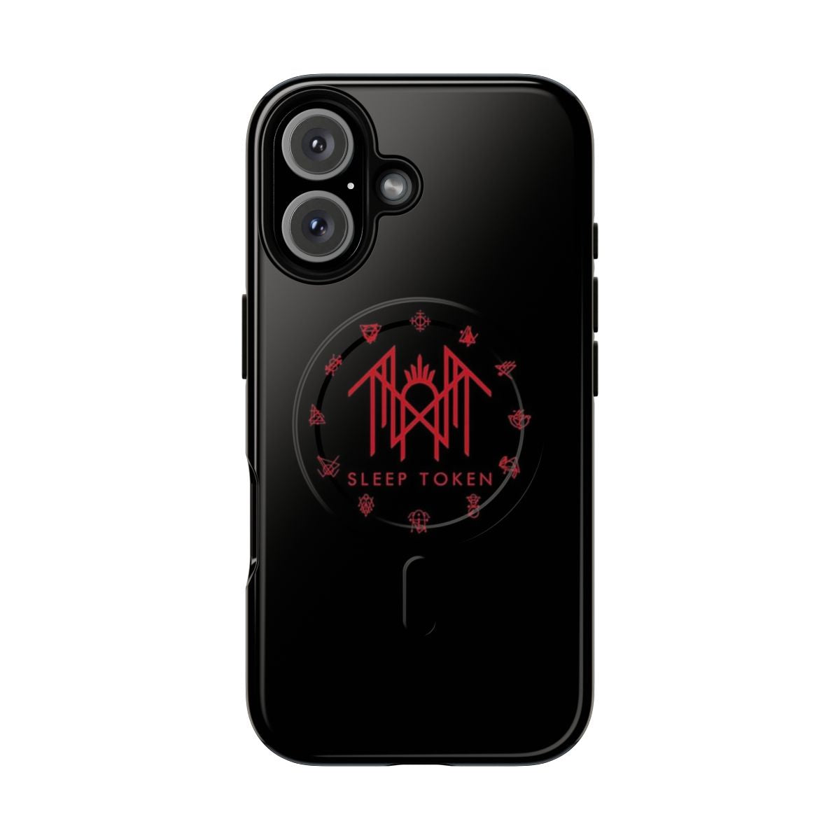 Retro robot with pixelated features on a magnetic tough phone case