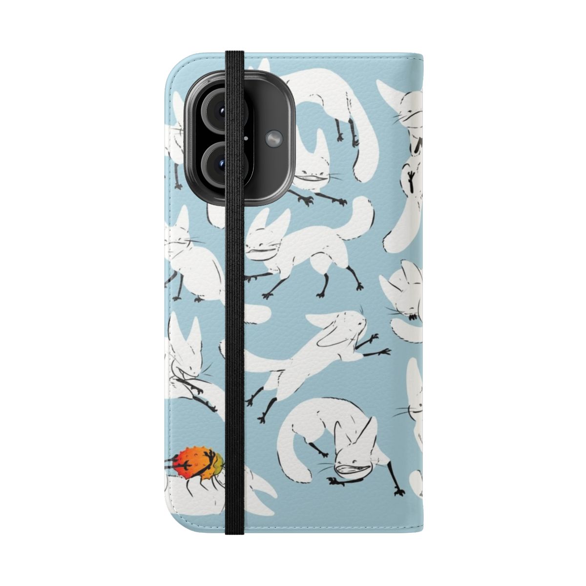 White flip cover phone case with an illustration of a loth cat from Star Wars Rebels - Folded Front