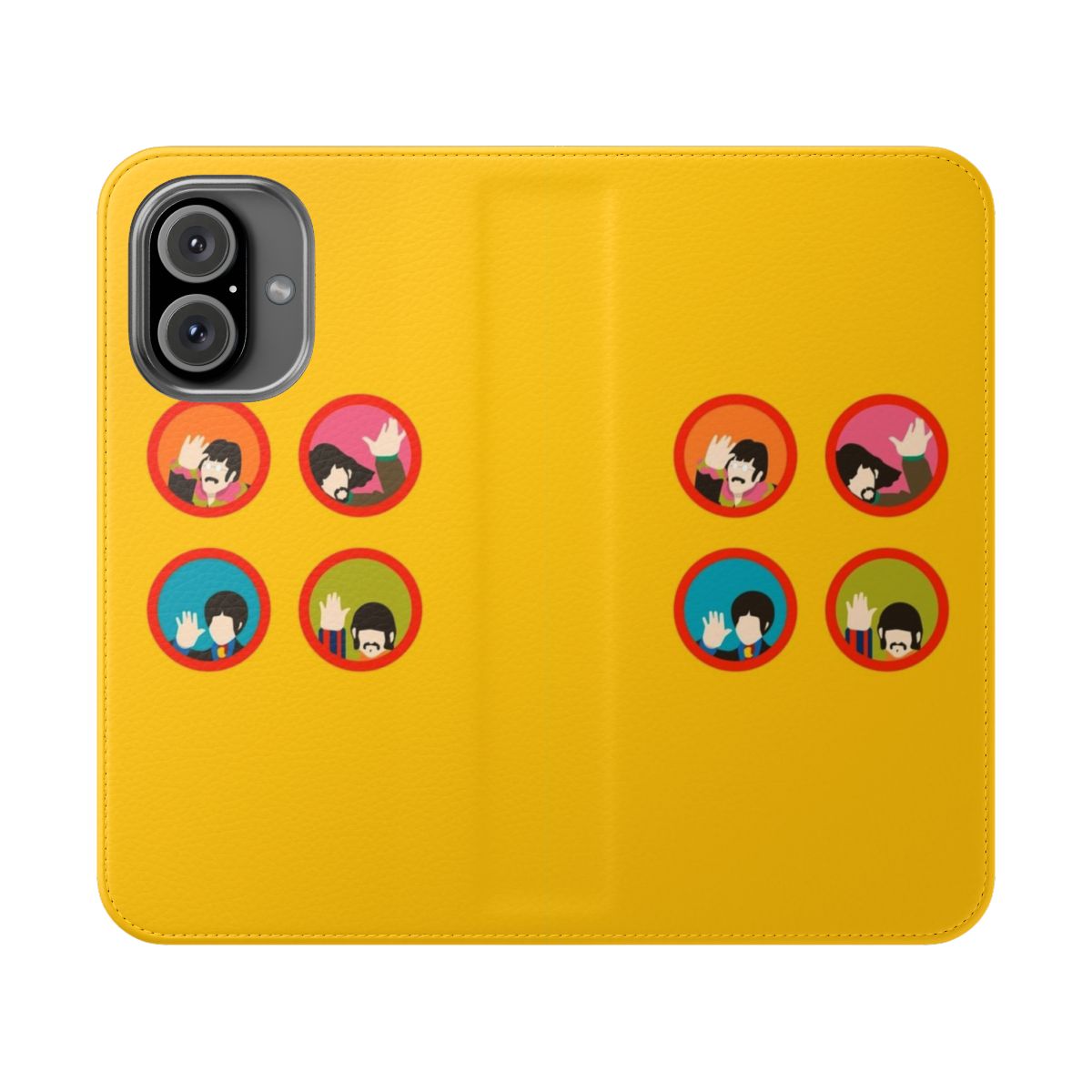 Vibrant yellow and blue phone case with a minimalist design inspired by the classic Beatles film "Yellow Submarine"