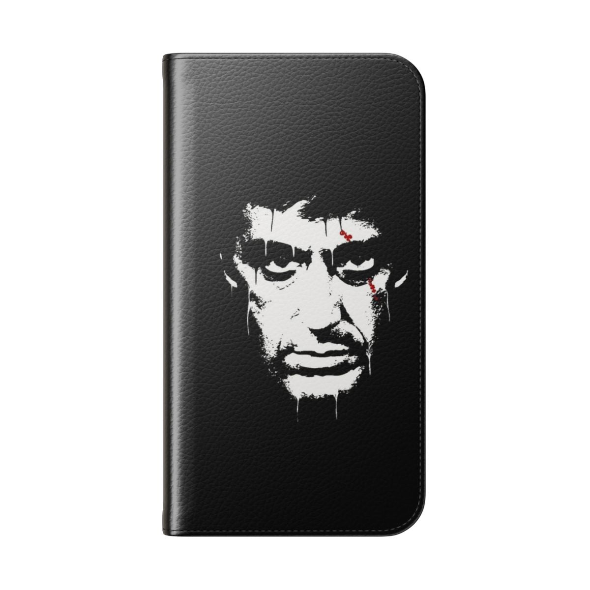 Scarface-inspired phone case cover with classic black and white design - Folded Back