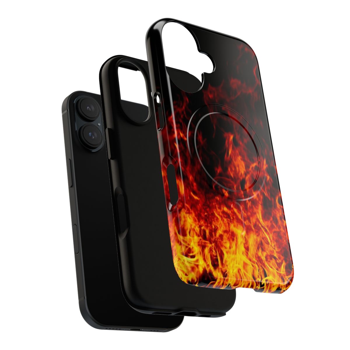 Stylish and protective fire-themed magnetic phone case - Layers