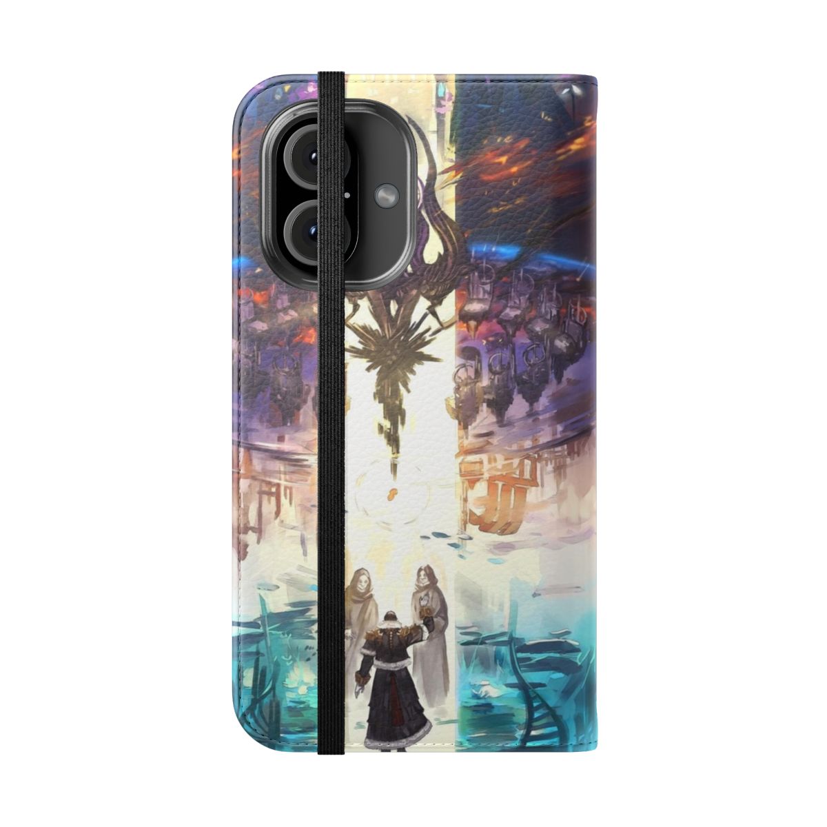 Enchanted fantasy phone case with FFXIV-inspired Amaurot design - Folded Front