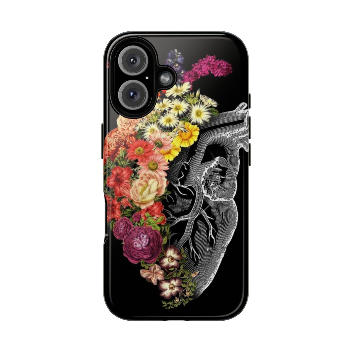 Flower heart spring floral pattern on a sturdy phone case