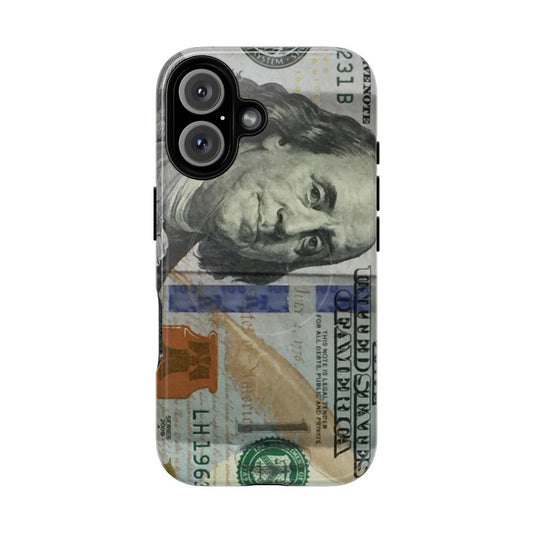 Magnetic tough phone case with US currency design