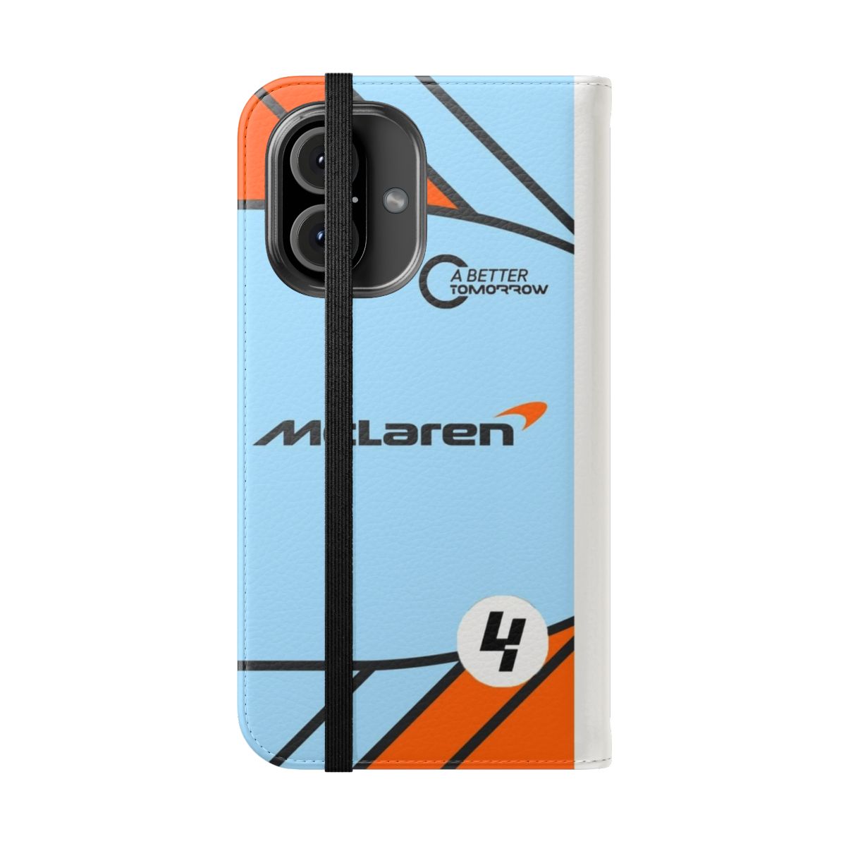 Motorsport-themed phone case with Lando Norris and McLaren branding - Folded Front