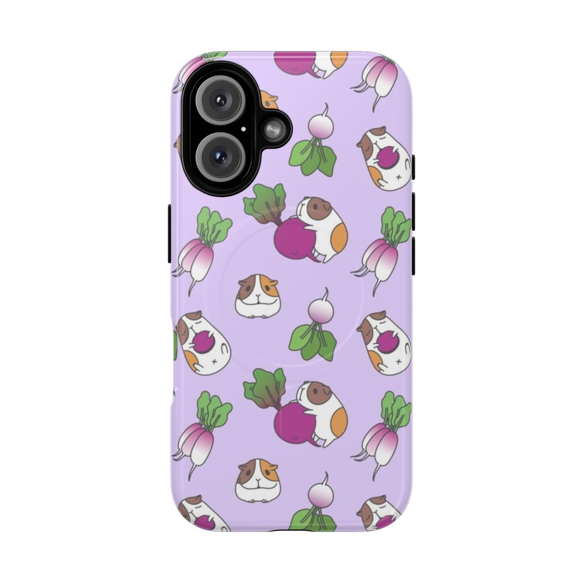 Colorful phone case with a guinea pig and vegetable pattern design