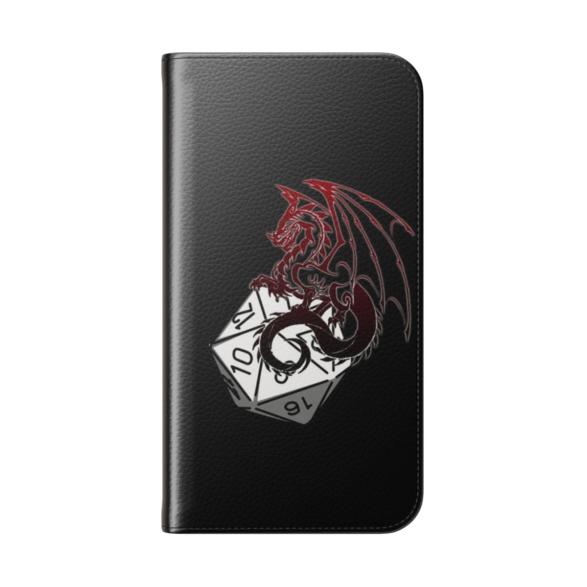 A flip cover phone case with a fantasy roleplaying game design - Folded Back