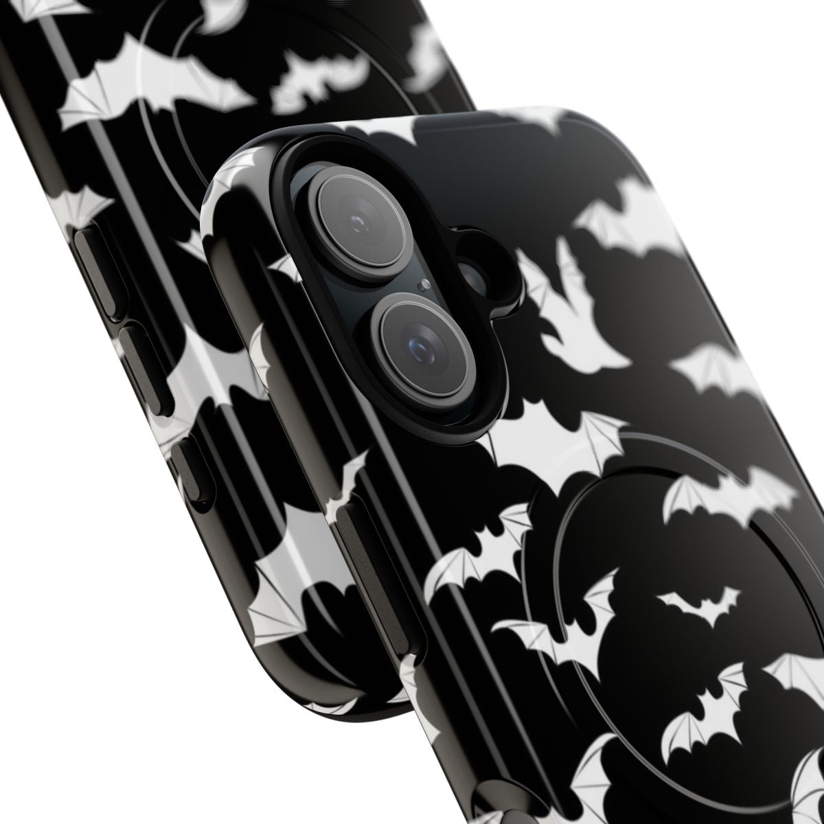 Magnetic tough phone case featuring a dark, gothic-style bat design - Detail