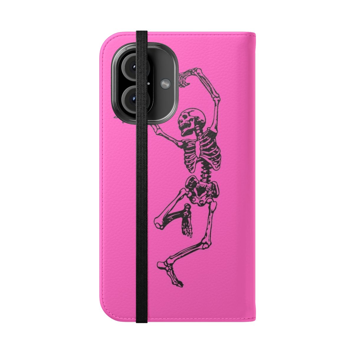 Neon death-themed phone case with occult and mystical designs - Folded Front