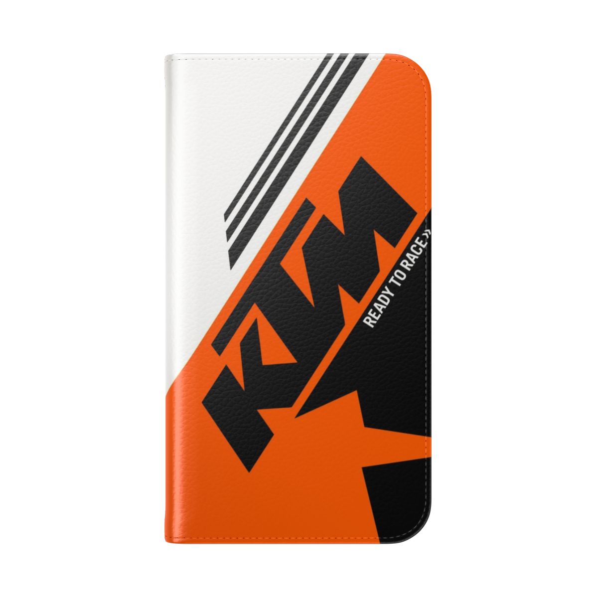 KTM-inspired orange flip cover phone case for adventure and racing fans - Folded Back