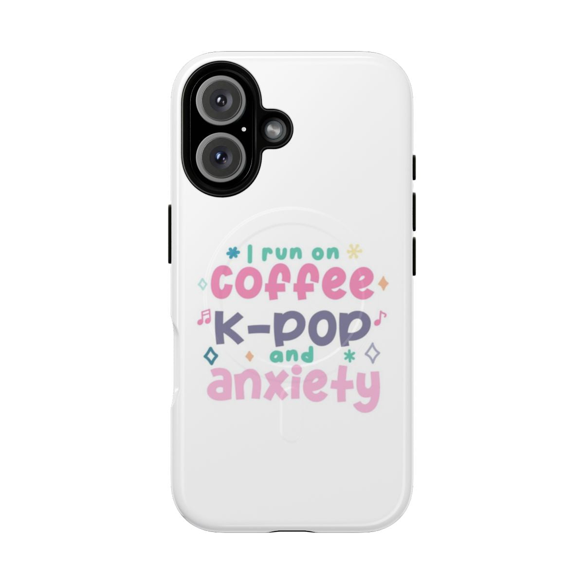 Magnetic tough phone case with k-pop, anxiety, and coffee design