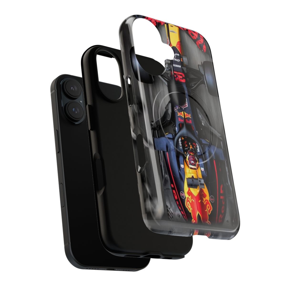 Stylish phone case featuring an illustration of Formula 1 driver Max Verstappen - Layers