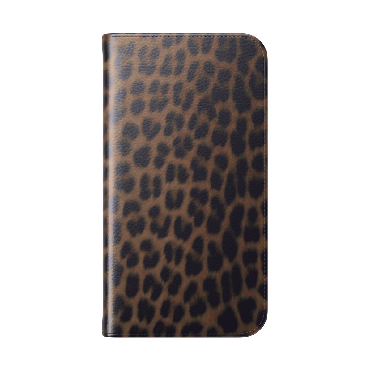 Leopard print phone case cover with a flip design for protection - Folded Back