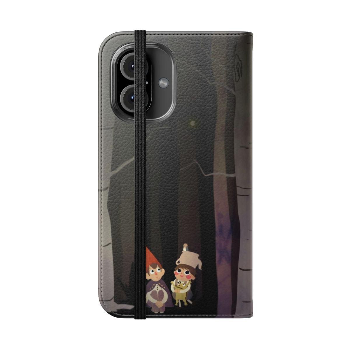 Whimsical phone case featuring characters and imagery from the animated series "Over the Garden Wall" - Folded Front