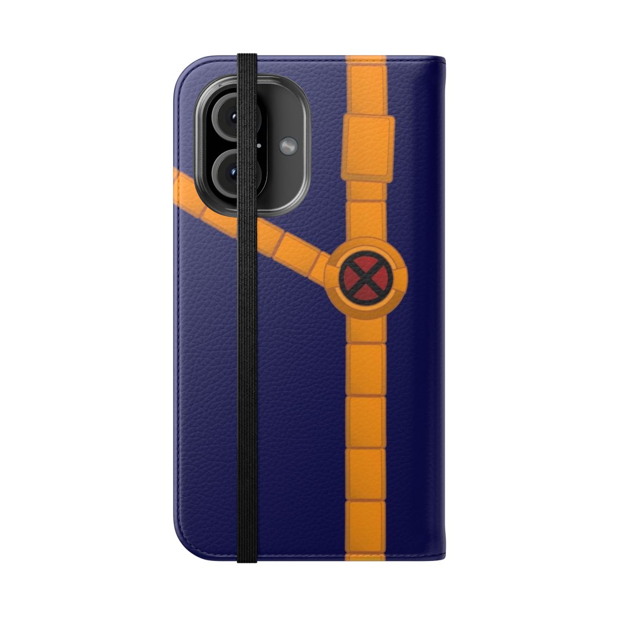 Superhero-Inspired Flip Cover Phone Case for Mobile Devices - Folded Front