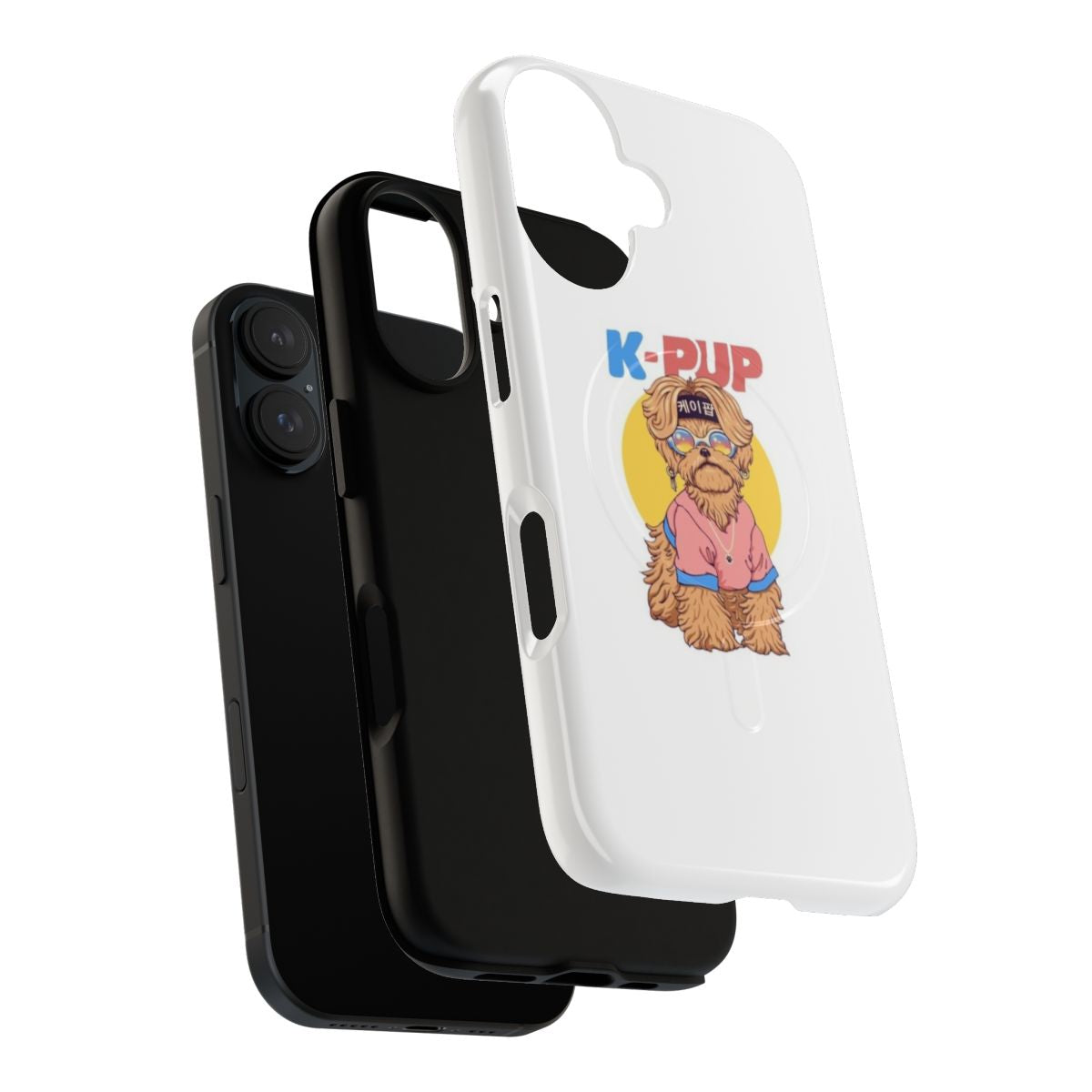 Magnetic tough phone case with a cute puppy design, perfect for K-pop fans and dog lovers. - Layers