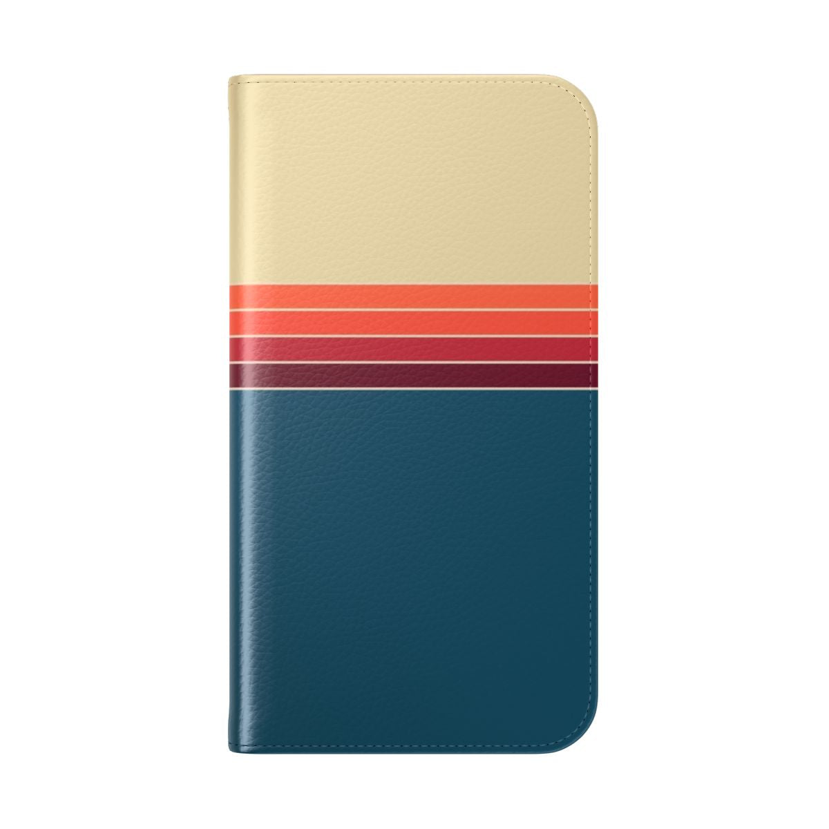 Vintage-inspired striped flip phone case with a retro 70s design - Folded Back