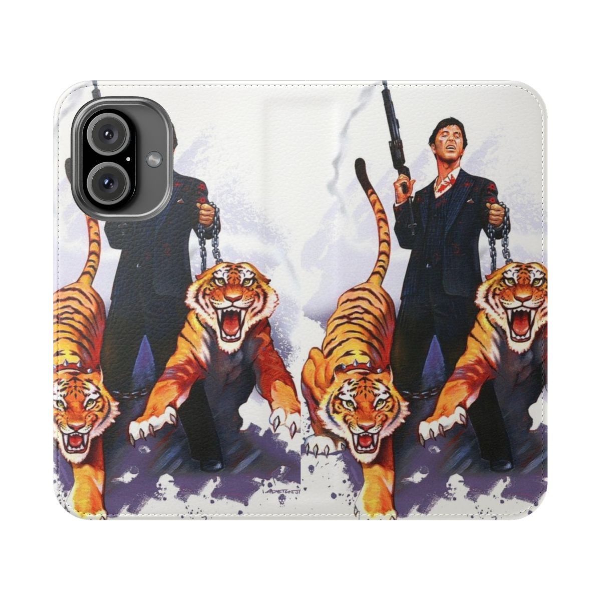 Stylish tiger print flip cover phone case