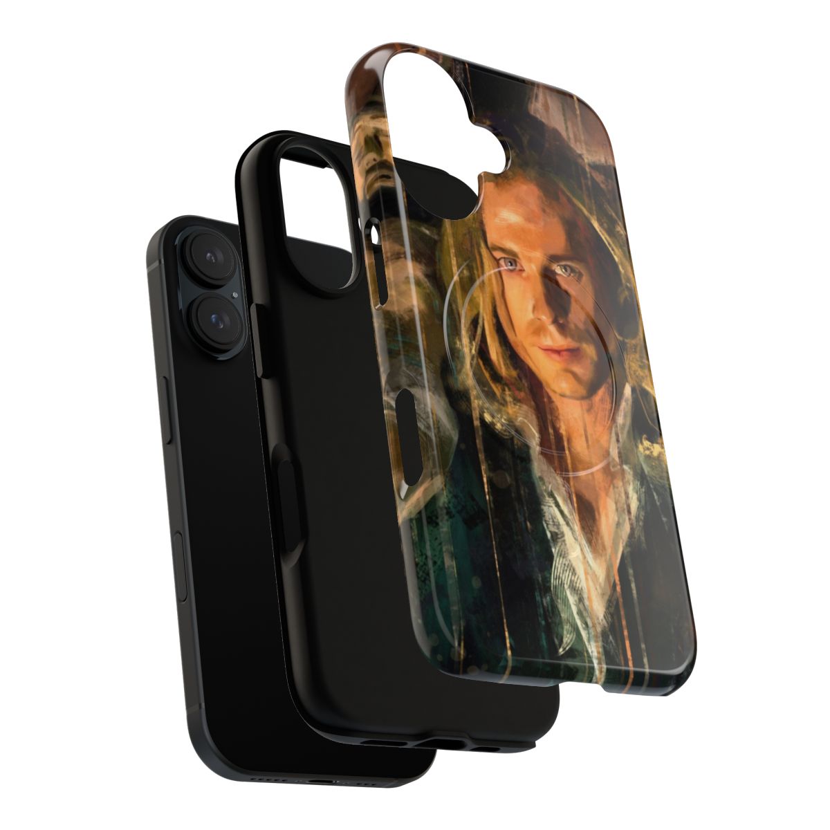 Magnetic tough phone case with a portrait graphic featuring a blond, light-eyed figure with a halo. - Layers