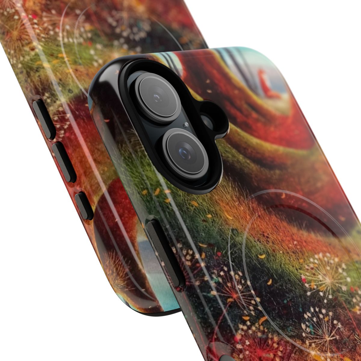 Magnetic phone case featuring a sleeping red fox in a forest environment - Detail