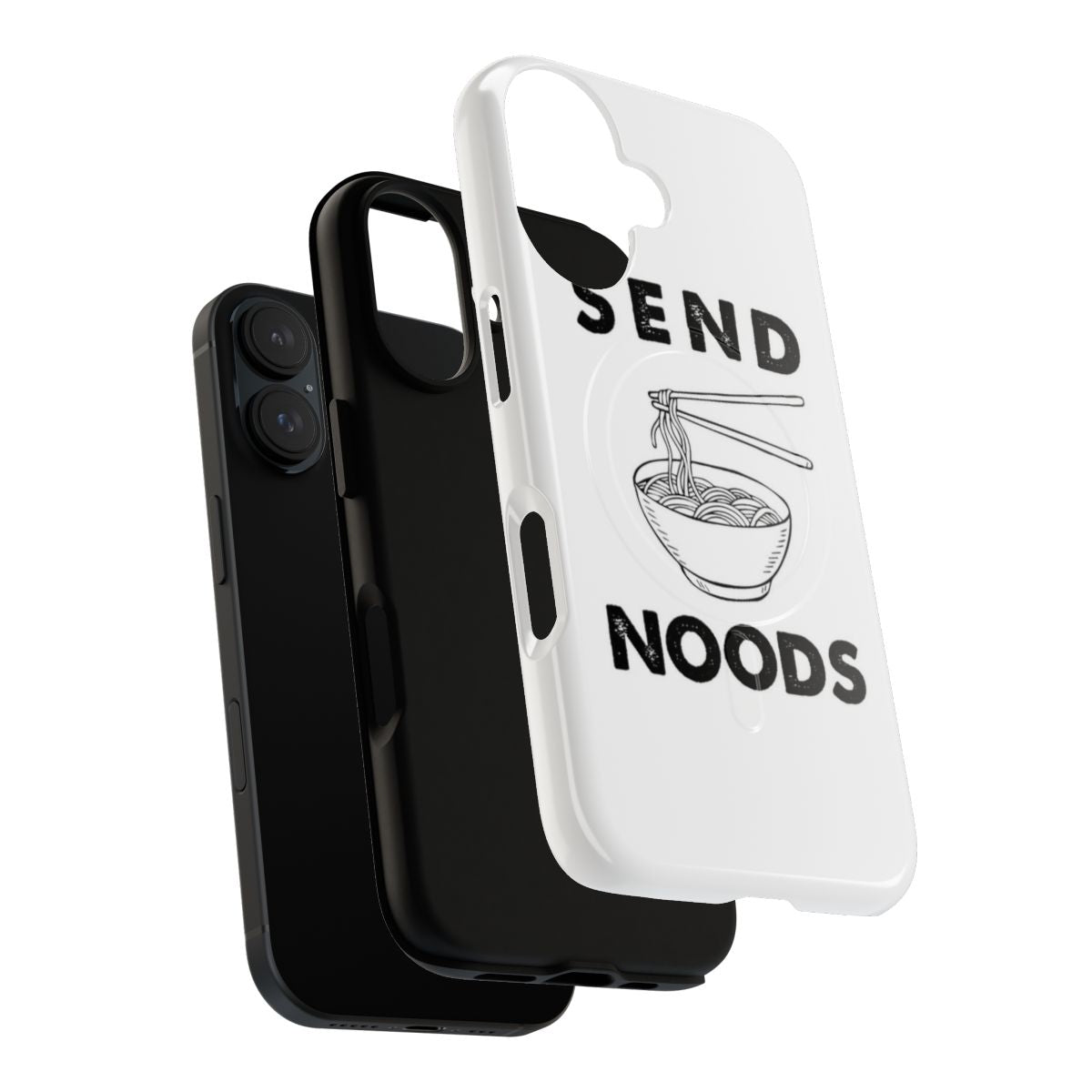 Magnetic tough phone case with a funny "Send Noods" ramen noodles design - Layers